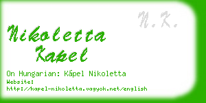 nikoletta kapel business card